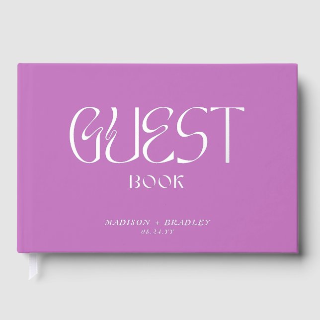 Real Foil Elegant Chic Calligraphy Script Wedding Guest Book (Front)
