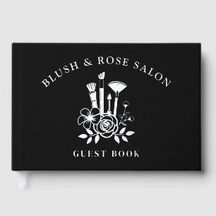 Real Foil Elegant Floral Black Makeup Business Guest Book