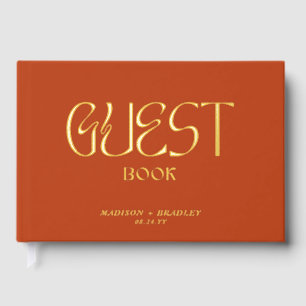 Real Foil Elegant Gold Calligraphy Script Wedding Guest Book
