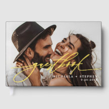 *REAL FOIL* Elegant Script 2-Photo Modern Wedding