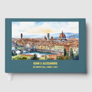 Real foil Florence watercolor destination wedding Guest Book