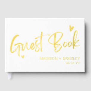 Real Foil Gold Calligraphy Script Modern Wedding Guest Book
