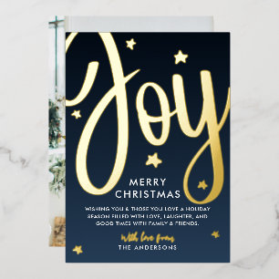 *REAL FOIL* Gold Joy Christmas Photo