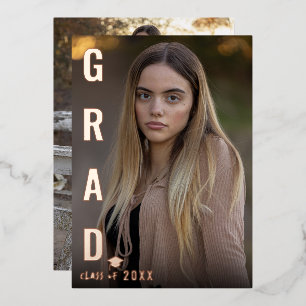 Real Foil GRAD Graduation Photo Announcement 