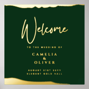 REAL FOIL GREEN Gold Elegant Wedding Welcome Sign