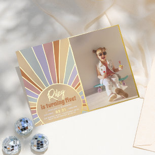 Real Foil Groovy Sun Boho Daisy Photo Birthday