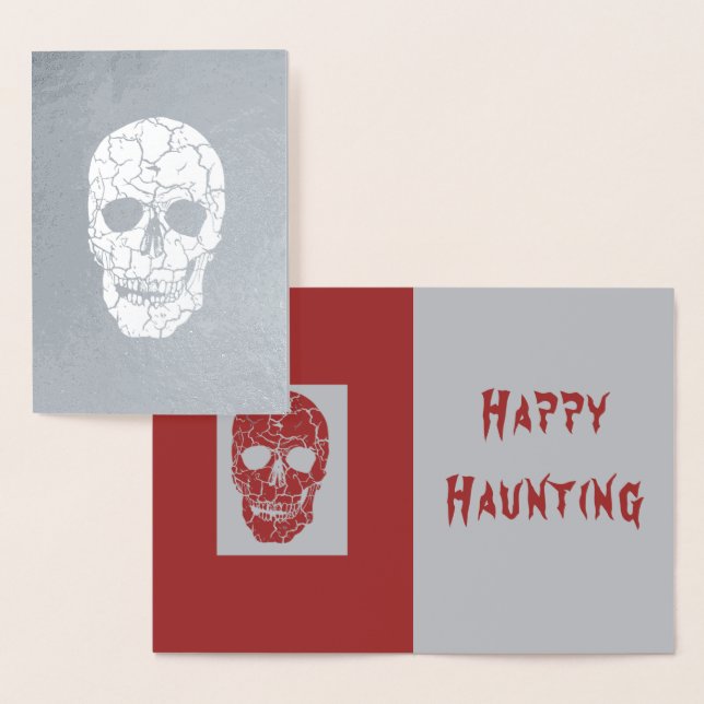 Real Foil Haunting Halloween Skeleton Skull Card (Display)
