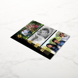 Real Foil Ho Ho Ho Christmas Tree Custom Photos Foil Holiday Postcard