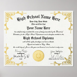 Real foil Home School Graduate Diploma homeschool Prints