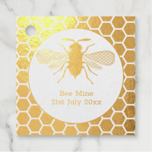 Real Foil Honey Bee Comb Hive Thank You Bee Mine Favour Tags