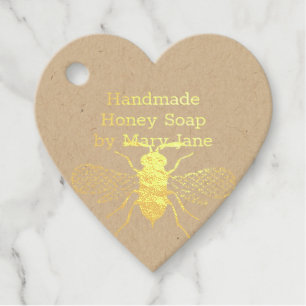 Real FOIL Honey BEE Handmde Craft Product Natural Favour Tags
