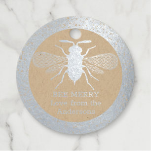 Real Foil Honey BEE Merry Christmas Gifts Favours Favour Tags