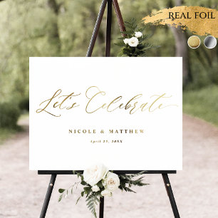 Real Foil, Let's Celebrate Elegant Wedding Sign