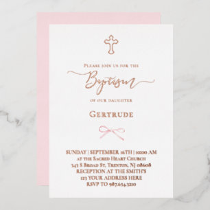 real foil little pink bow Baptism