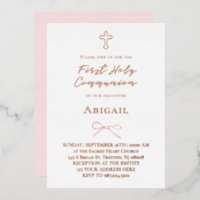 real foil little pink bow First Holy Communion