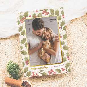 Real Foil   Merry Everything Christmas Holly Photo