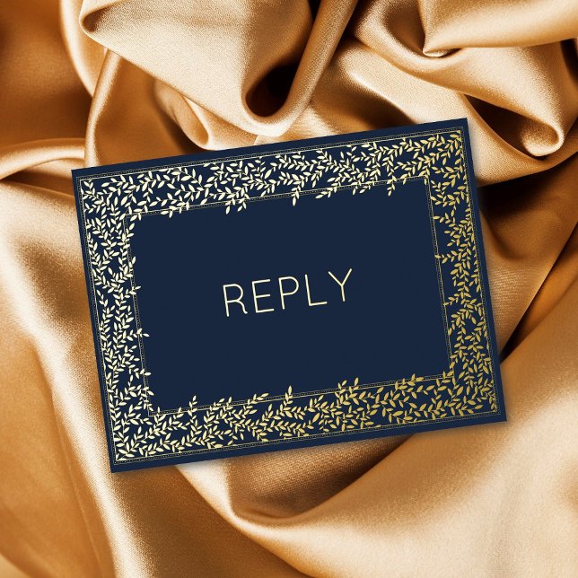 Real Foil Minimal Leaf Foliage Meal RSVP  Foil Invitation Postcard (Creator Uploaded)