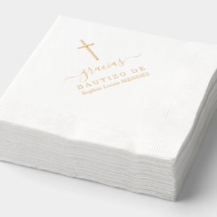 Real Foil Minimalist Elegant Baptism Napkins