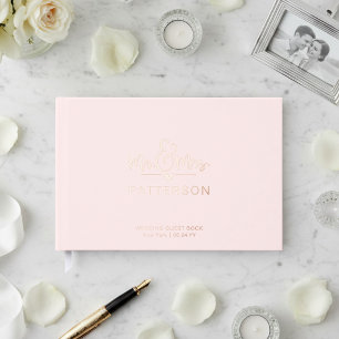 Real Foil Mr & Mrs Personalised Name Pink Wedding Guest Book