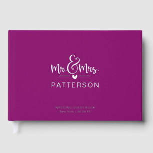 Real Foil Mr & Mrs Personalised Purple Wedding Guest Book