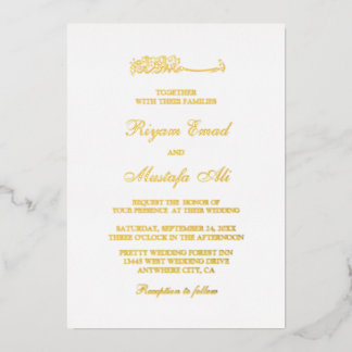 Real foil muslim wedding invitations