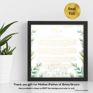 Real Foil Parents of Bride Groom Mum Dad Thank You Foil Prints