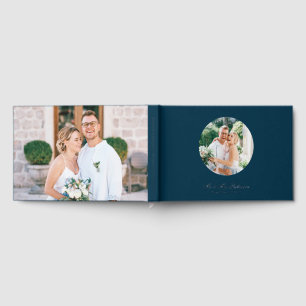 Real Foil Photo Simple Personalised Blue Wedding Guest Book