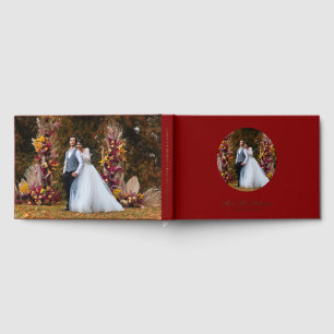 Real Foil Photo Simple Personalised Red Wedding Guest Book
