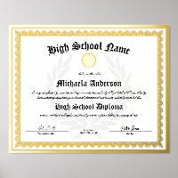 REAL FOIL Replica High School Graduate Certificate
