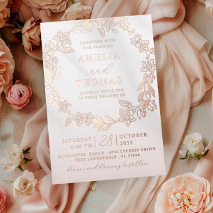 Real Foil Rose Gold Floral Wreath Wedding