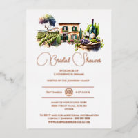 Real foil rustic winery landscape rose gold bridal