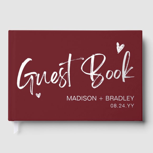 Real Foil Silver Calligraphy Script Modern Wedding Guest Book (Front)