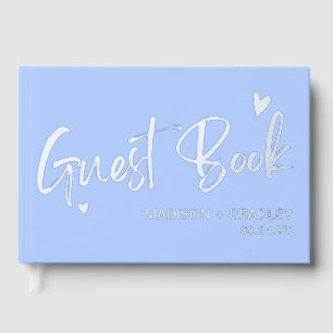 Real Foil Silver Calligraphy Script Modern Wedding Guest Book