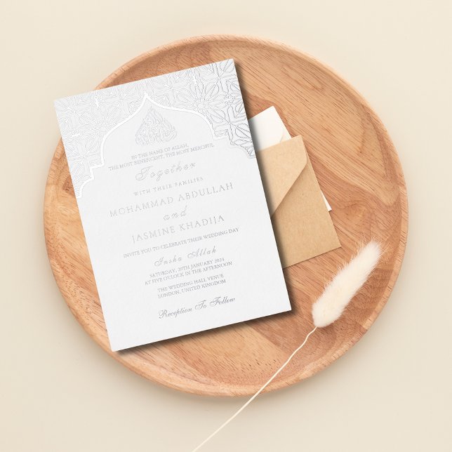 Real foil Silver Masjid Wording Muslim Wedding (Creator Uploaded)