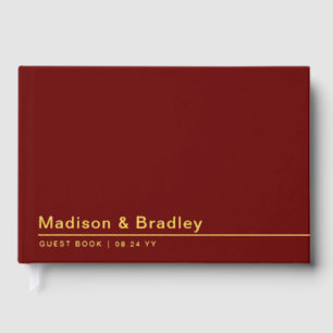 Real Foil Simple Modern Gold Script Wedding Guest Book