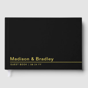 Real Foil Simple Modern Gold Script Wedding Guest Book