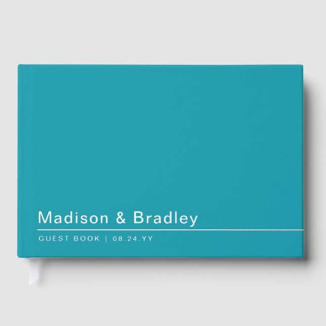 Real Foil Simple Modern Silver Script Wedding Gues Guest Book (Front)