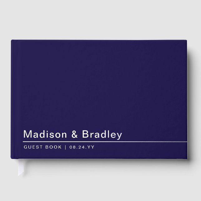Real Foil Simple Modern Silver Script Wedding Guest Book (Front)