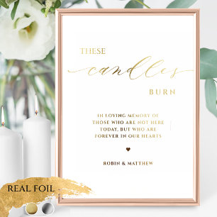 Real Foil This Candle Burns In Memory Wedding Sign