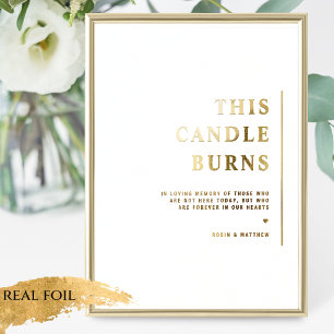 Real Foil This Candle Burns Minimal Wedding Sign
