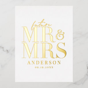 real foil typography save the date postcard