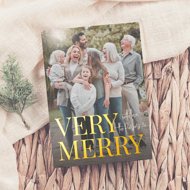 Real Foil | Very Merry Family Photo Christmas  (Creator Uploaded)