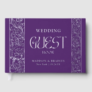 Real Foil Vintage Floral Purple Wedding Guest Book