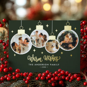 *REAL FOIL* Warm Wishes 4 Ornament Photos