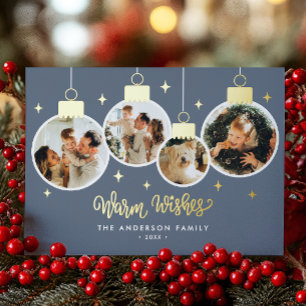 *REAL FOIL* Warm Wishes 4 Ornament Photos