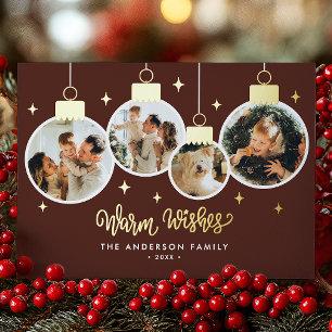 *REAL FOIL* Warm Wishes 4 Ornament Photos