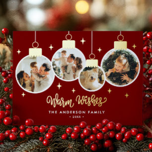 *REAL FOIL* Warm Wishes 4 Ornament Photos