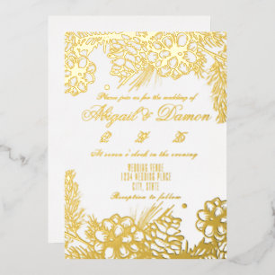 real foil wedding invitation with winter elements
