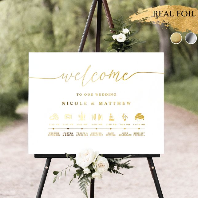 Real Foil Wedding Timeline Order of Events Sign  (Creator Uploaded)