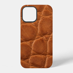 Real genuine tan brown alligator leather texture, iPhone 12 case